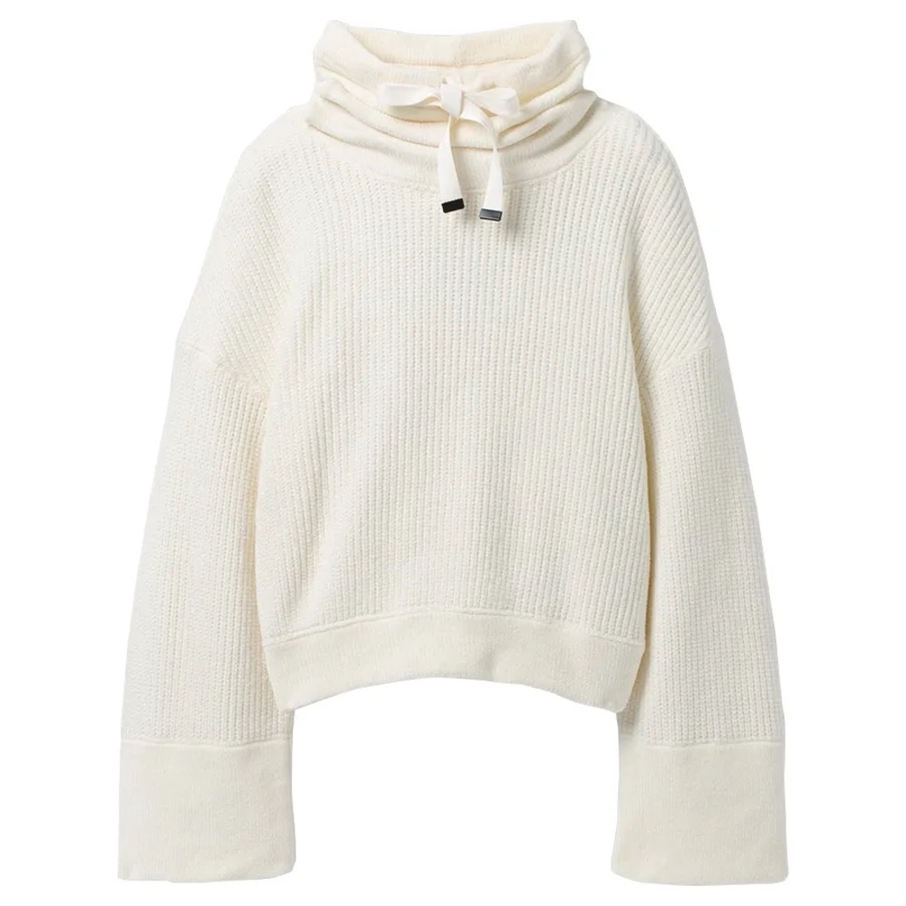 prAna Women's Long Sleeve Funnel Neck Chanavey Sweater- cream size small